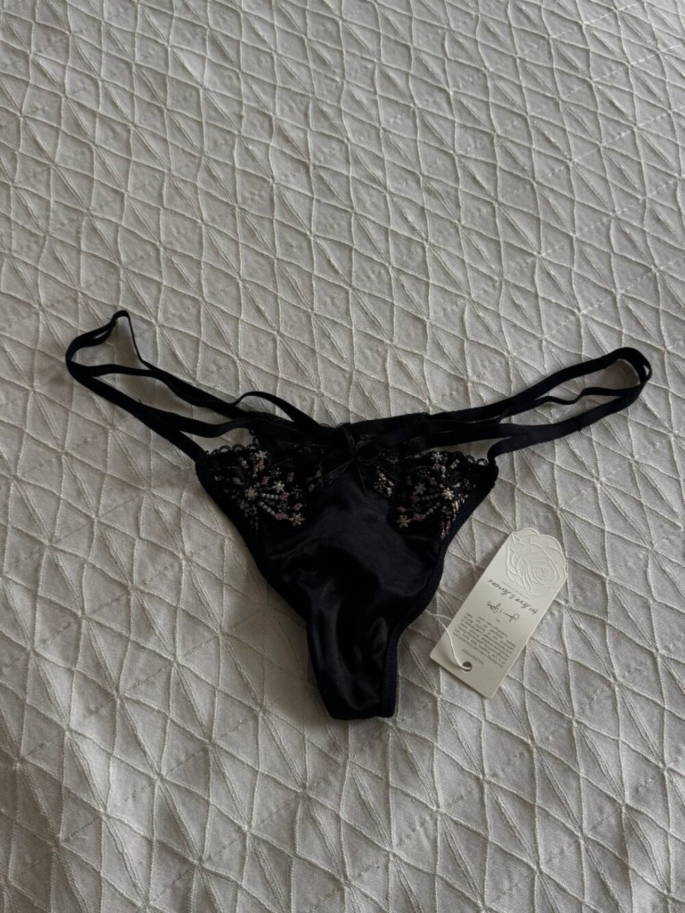 For Love & Lemons Caprice Thong - Black NWT L